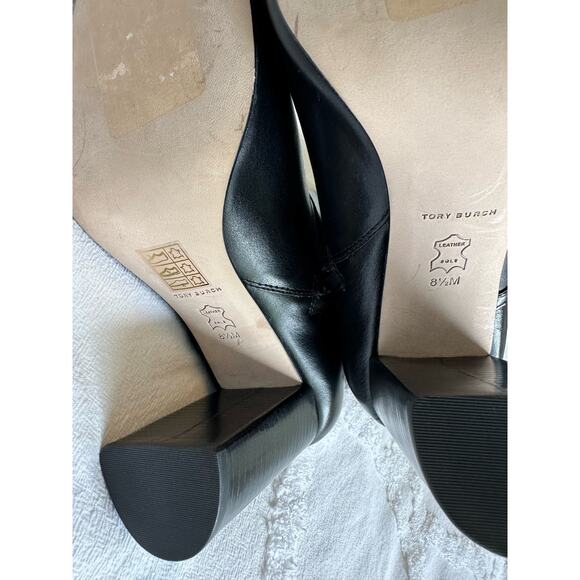 Tory Burch NWOT Pull On Knee High Black Leather Boots Sz. 8.5 - Picture 6 of 9